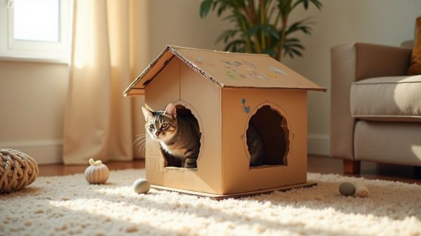 Offrez à votre chat une maison en carton idéale pour s'amuser
