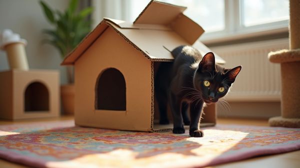 Offrez à votre chat une maison en carton idéale pour s'amuser